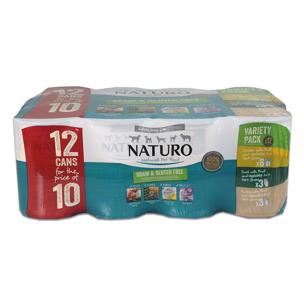 Naturo Adult Dog Grain &amp; Gluten Free Variety Pack Cans Herb Gravy | 390g x 12 - Choice Stores
