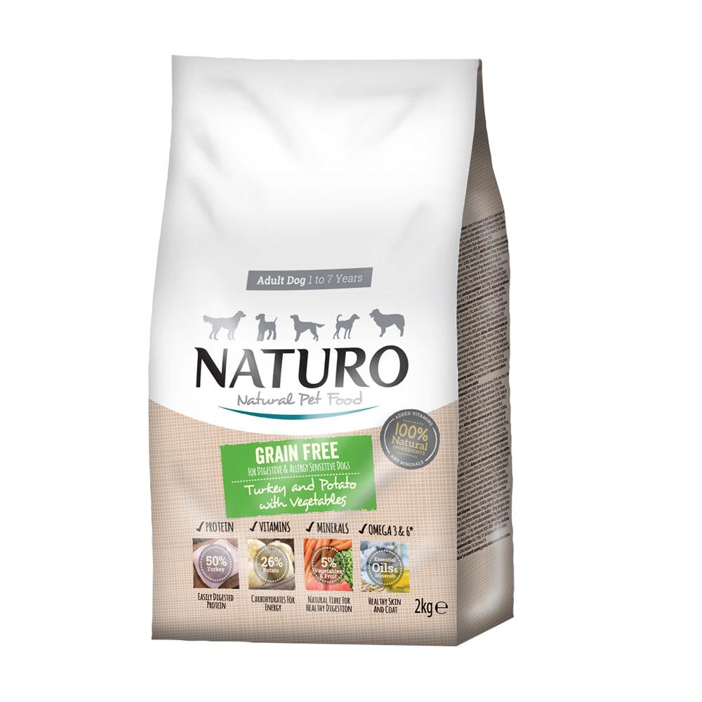 Naturo Adult Dog Grain Free Dry Turkey and Potato with Vegetables | 2kg - Choice Stores