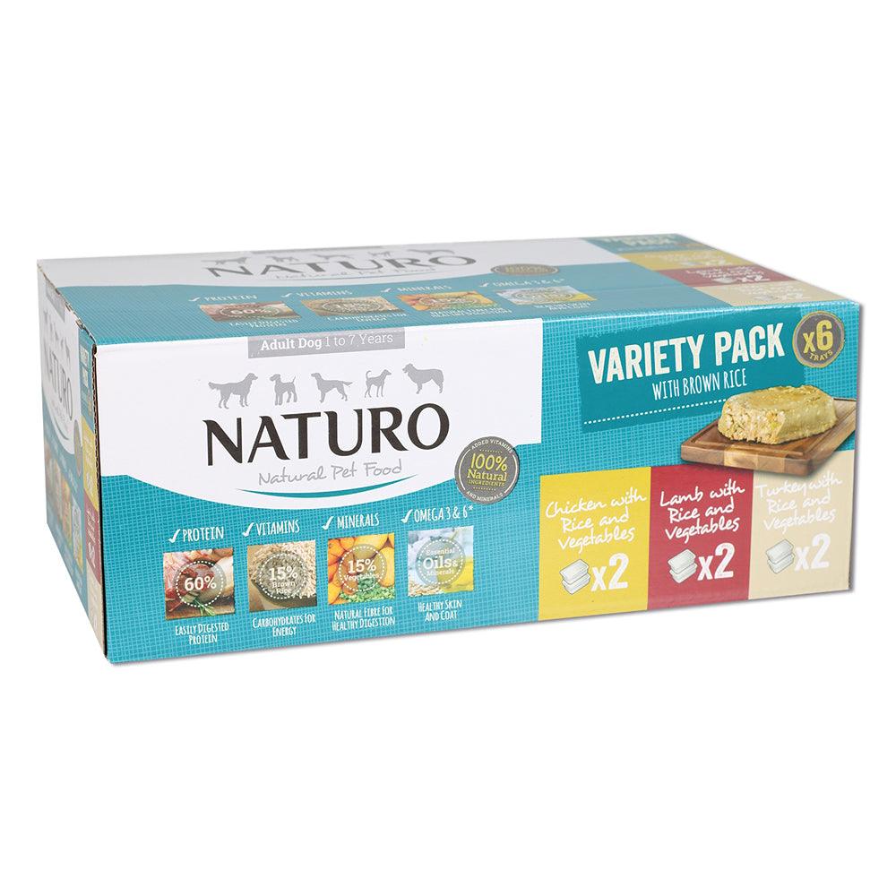 Naturo Adult Dog with Rice Variety Pack Trays | 400g x 6 - Choice Stores