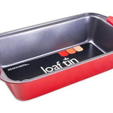 Non-Stick Loaf Tin With Silicon Handles | 23 cm x 13 cm | Red - Choice Stores