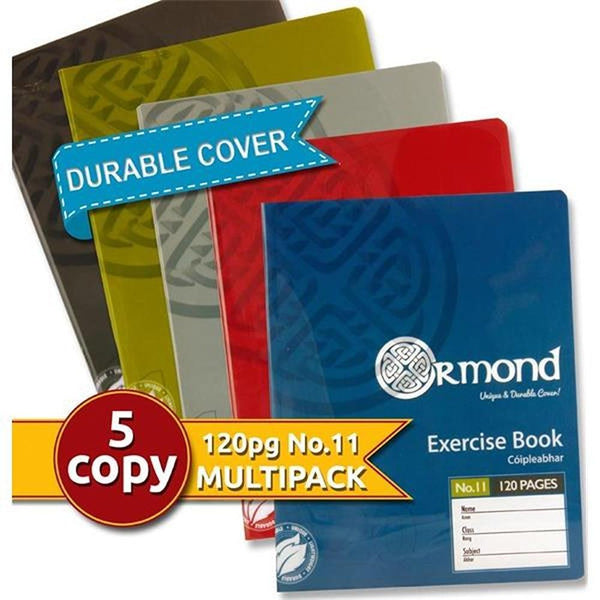 Ormond No.11 Exercise Copy Books | 120 Page | Pack of 5 | Assorted Colours - Choice Stores