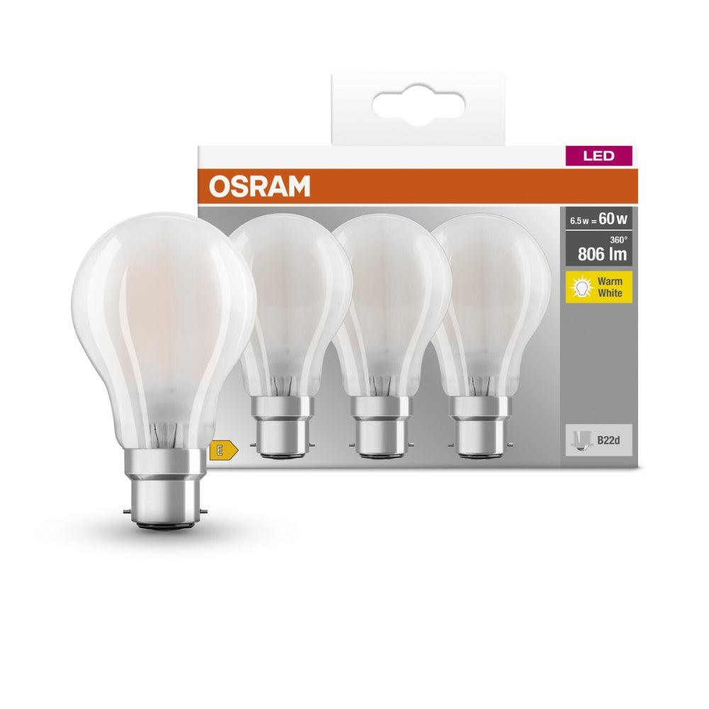 Osram 7W BC LED GLS Frosted Filament Bulbs | Pack of 3 - Choice Stores