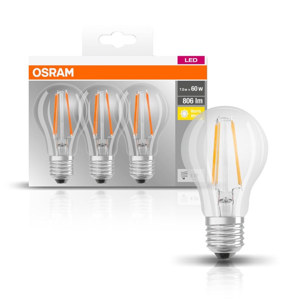 Osram 7W E27 LED GLS Clear Filament Bulbs | Pack of 3 - Choice Stores