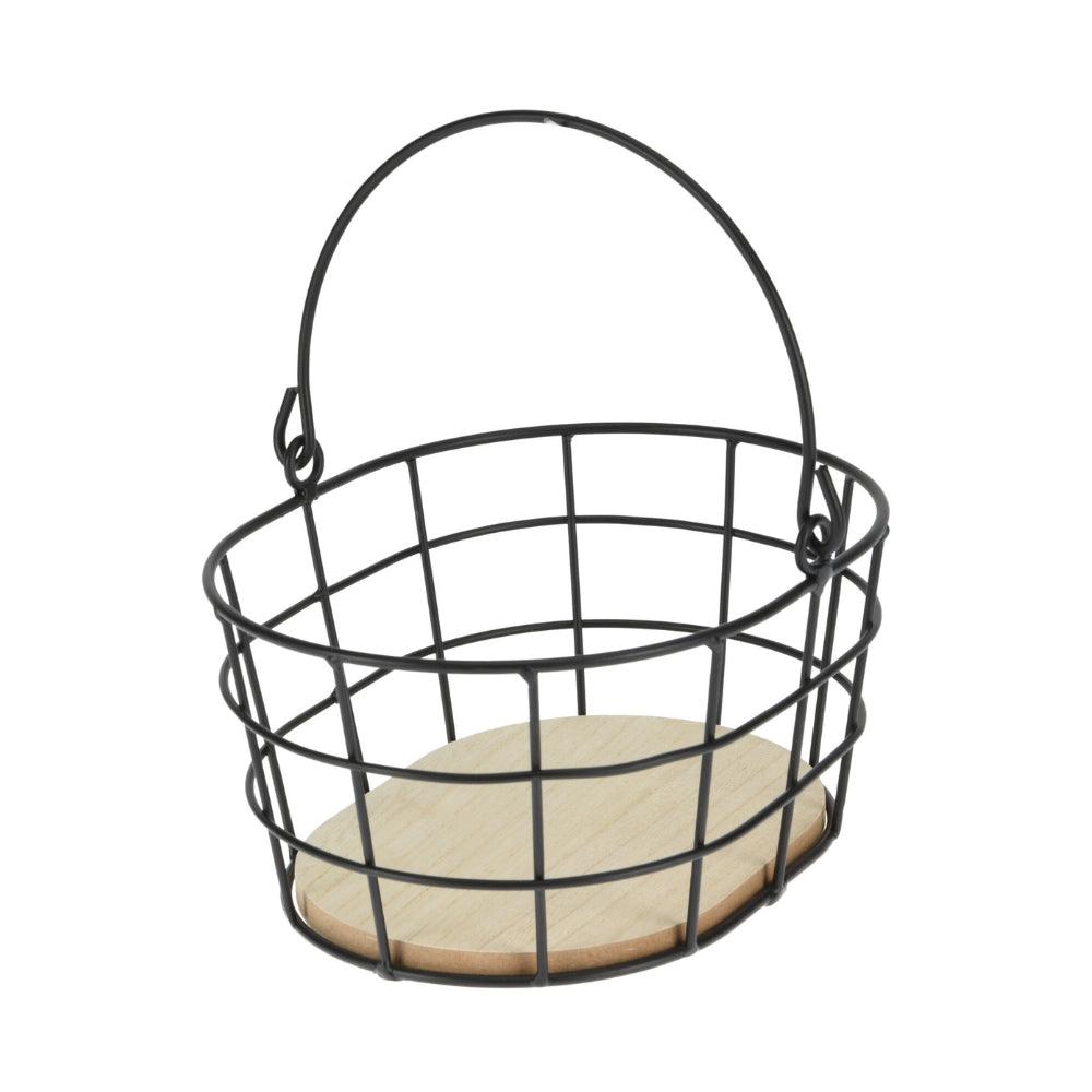Oval Black Metal Basket with Handle | 20.5cm - Choice Stores