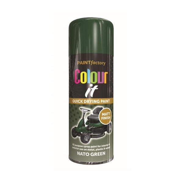 Paint Factory Colour it Quick Drying Spray Paint Matt Finish Nato Green | 400ml - Choice Stores