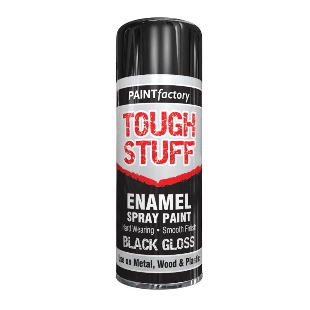 Paint Factory Tough Stuff Enamel Black Gloss Spray | 400ml - Choice Stores