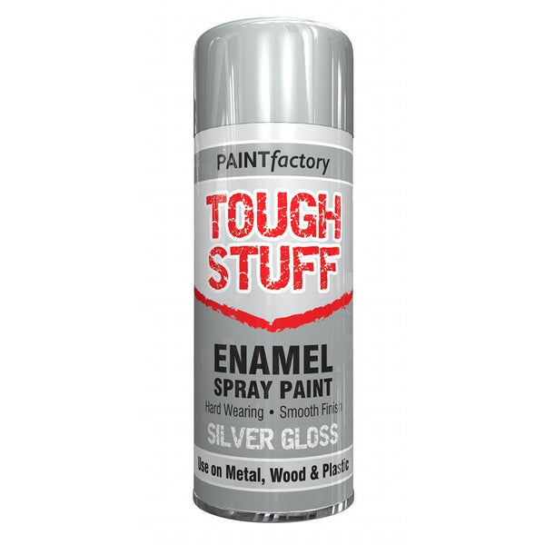 Paint Factory Tough Stuff Enamel Spray Paint Silver Gloss | 400ml - Choice Stores
