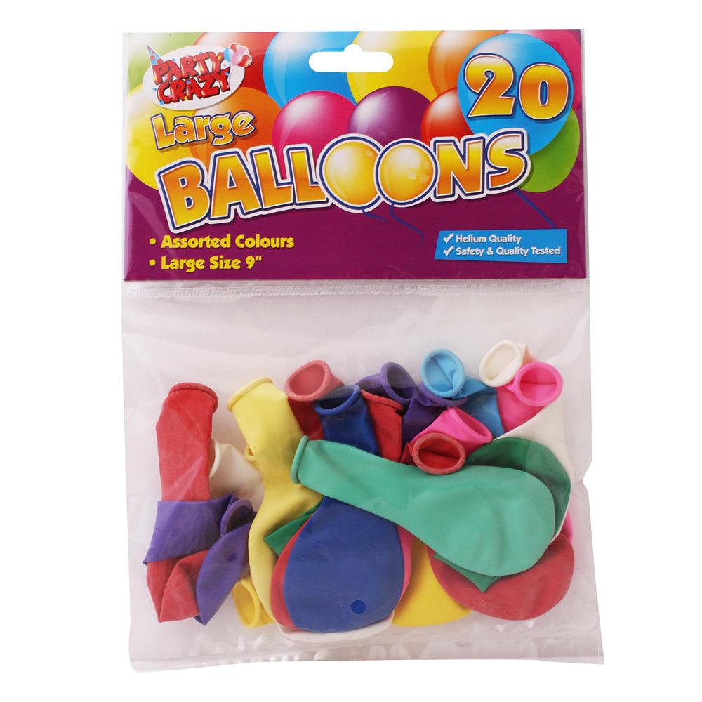 Party Crazy 20 Assorted Large Balloons | 9 Inch - Choice Stores