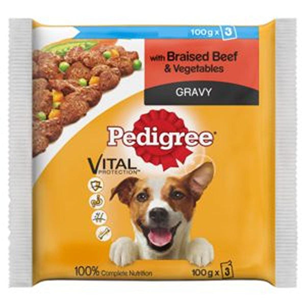 Pedigree Adult Wet Dog Food Pouches Beef in Gravy | Pack of 3 - Choice Stores