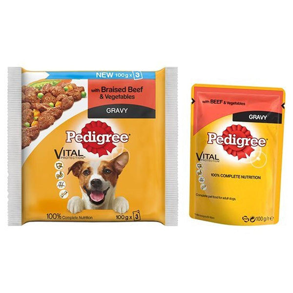 Pedigree Adult Wet Dog Food Pouches Beef in Gravy | Pack of 3 - Choice Stores