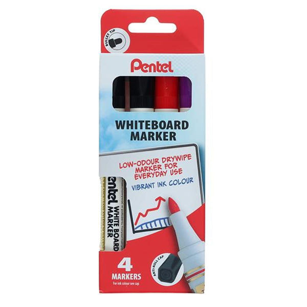 Pentel Bullet Point Whiteboard Markers MW85 | Pack of 4 - Choice Stores