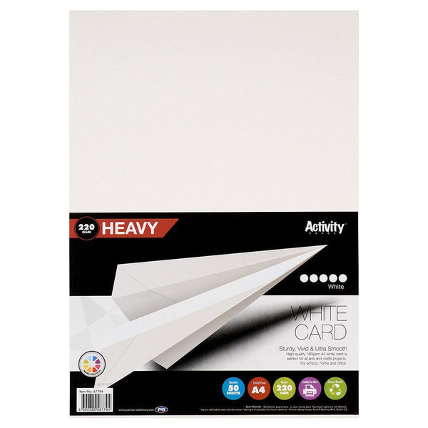 Premier Activity A4 Heavy White Card | 220gsm | 50 Sheets - Choice Stores