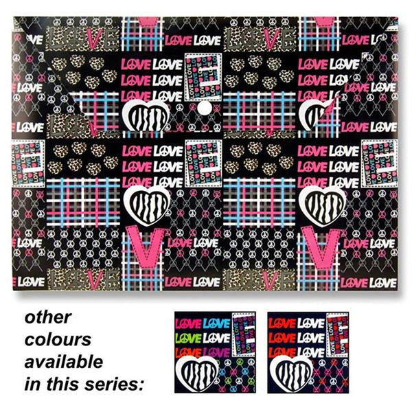 Premier Stationery A4 Document Wallet with Button Closure | Peace & Love Design - Choice Stores