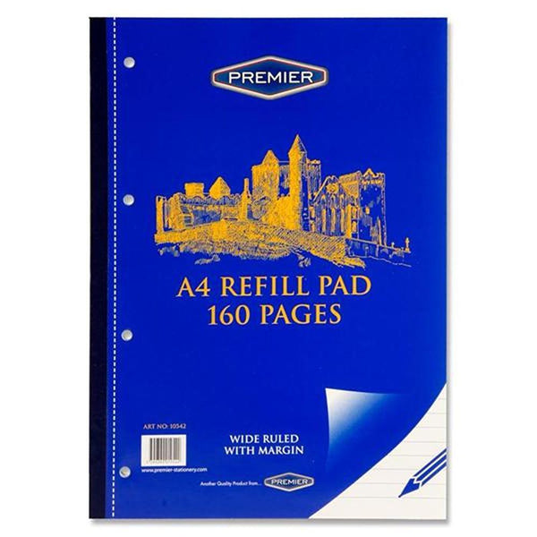 Premier Stationery A4 Refill Pad with Ruled Margin | 160 Page - Choice Stores