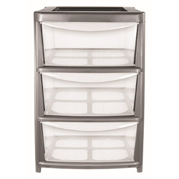 Premier Storage 3 Drawer Tower Unit In Silver | Large - Choice Stores