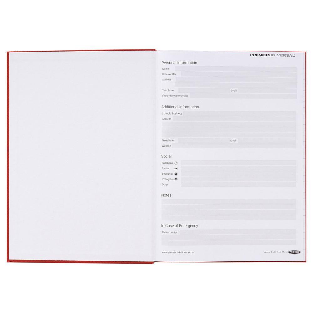 Premier Universal A4 Hardcover Notebook with Ruled Margins | 160 Page | Pack of 5 | Assorted Bold Colours - Choice Stores