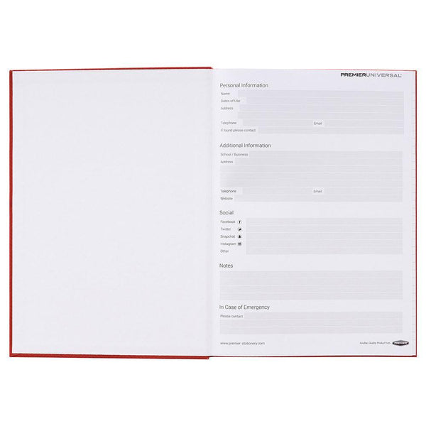 Premier Universal A4 Hardcover Notebook with Ruled Margins | 160 Page | Pack of 5 | Assorted Bold Colours - Choice Stores