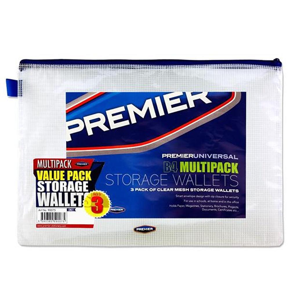Premier Universal B4 Durable Clear Mesh Storage Wallets with Zip Closure | Pack of 3 - Choice Stores