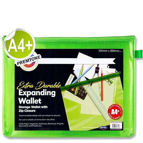 Premto A4+ Extra Durable Mesh Wallet with Zip Closure | Caterpillar Green - Choice Stores