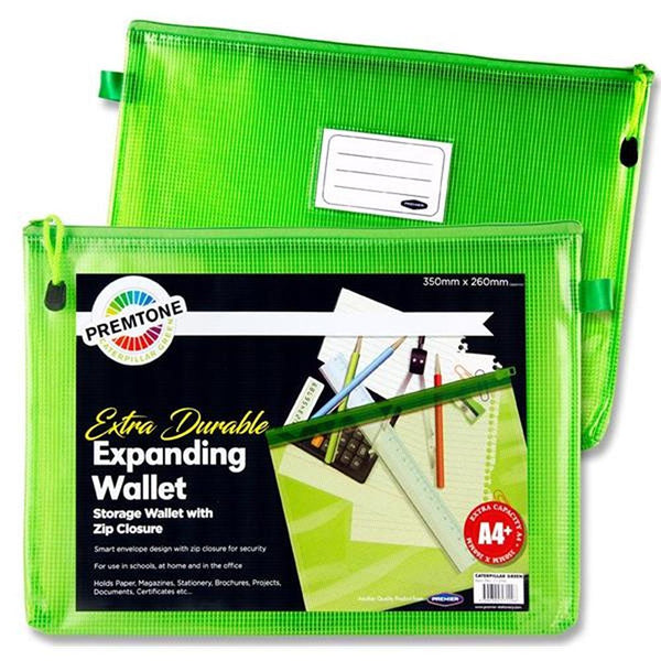 Premto A4+ Extra Durable Mesh Wallet with Zip Closure | Caterpillar Green - Choice Stores