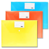 Premto A4 Multipack Storage Wallets with Button Closure | Pack of 3 | Neon Colours - Choice Stores