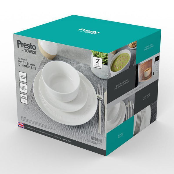Presto by Tower 12 Piece Dinnerware Set White | PT867003 - Choice Stores