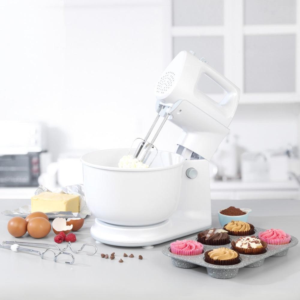Stand Mixer Handheld Mixer 2 In 1, 5 Speeds Electric Mixer With 3.5L  Stainless Steel Mixing Bowl, Cake Mixer With Whisk & Beaters & Dough Hooks,  300W