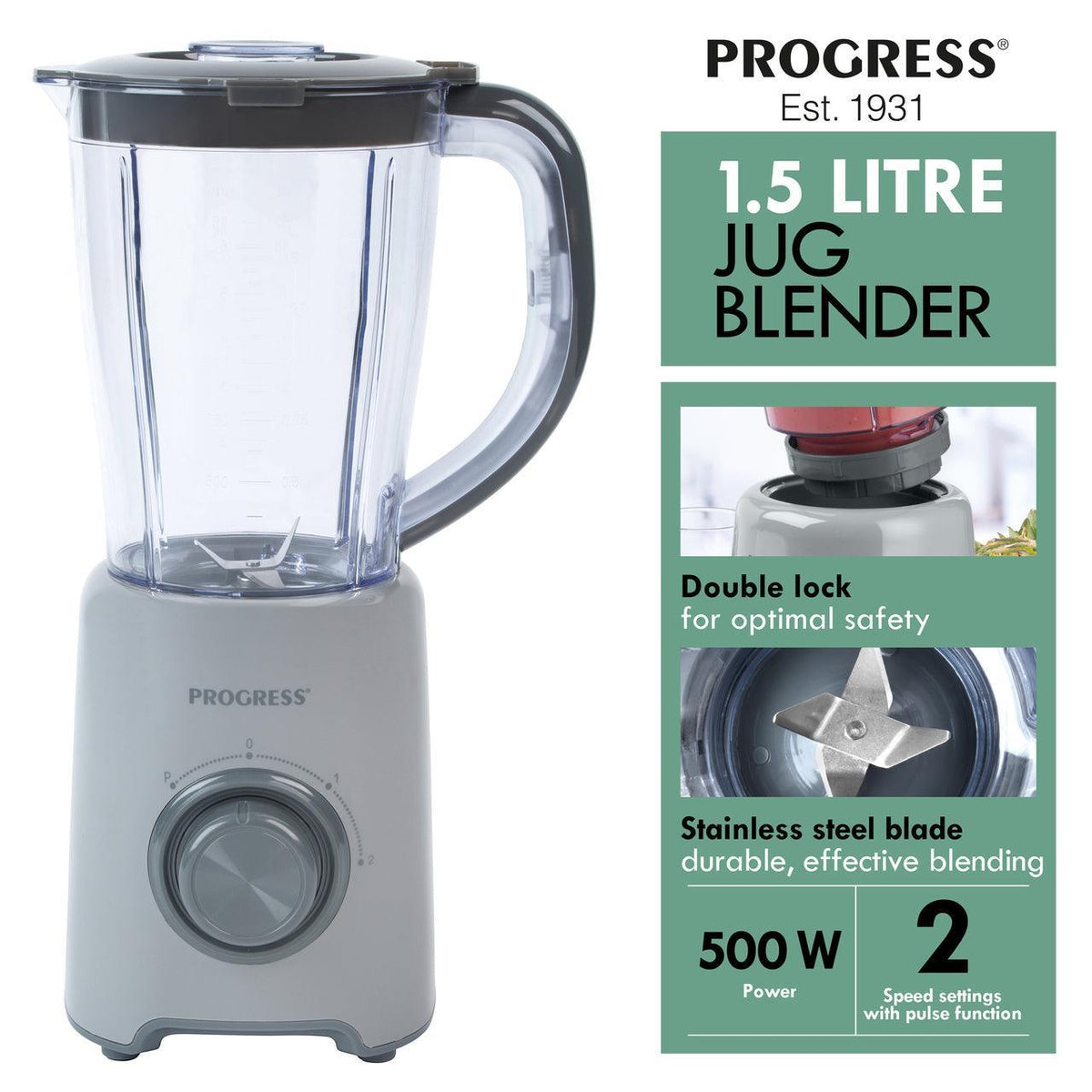 Progress Jug Blender | 1.5 ltr | Grey - Choice Stores