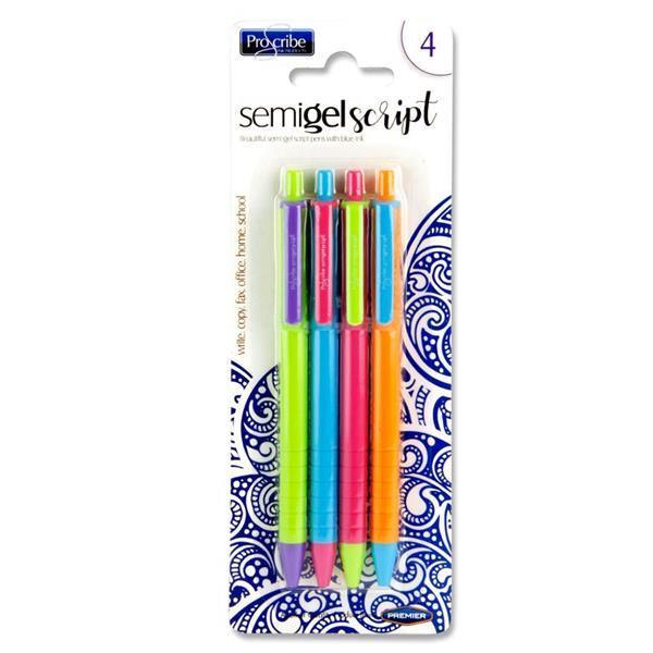 Proscribe Semigel Script Retractable Gel Pens | 4 Pack - Choice Stores