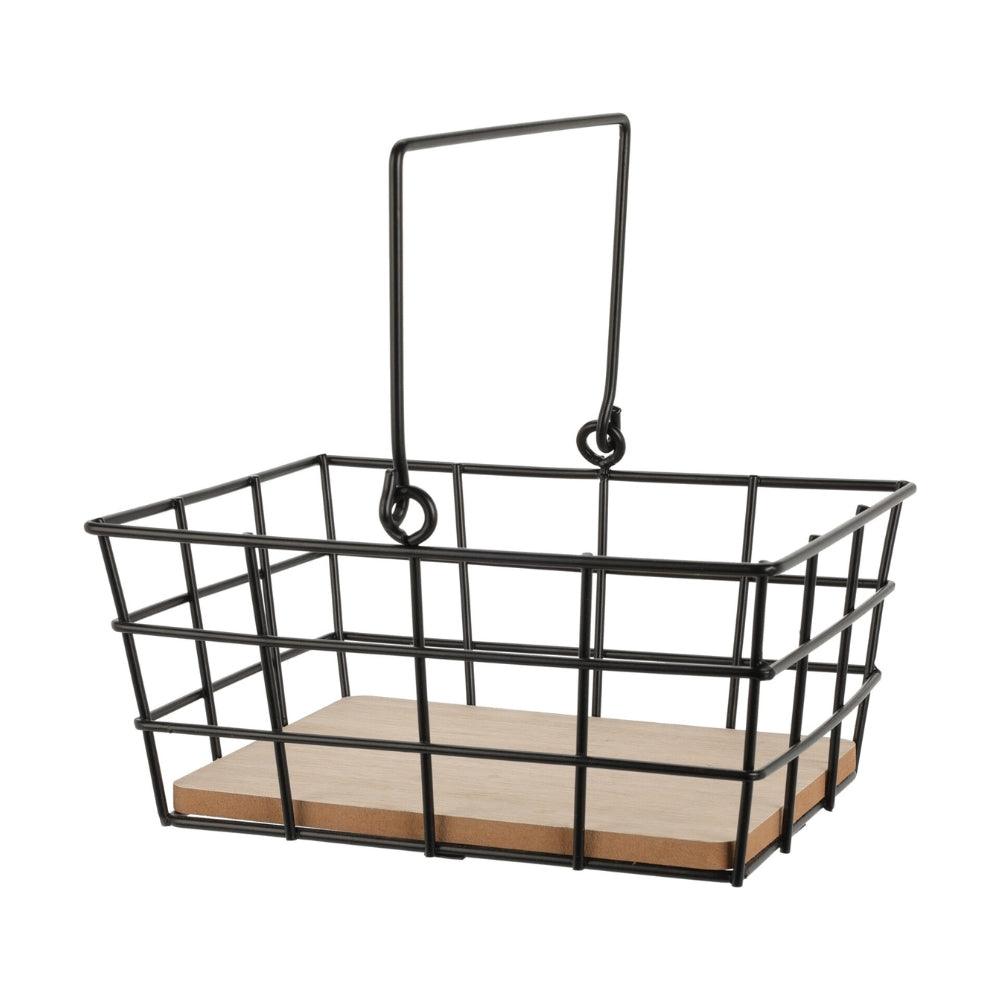 Rectangular Black Metal Basket with Handle | 20.5 cm - Choice Stores