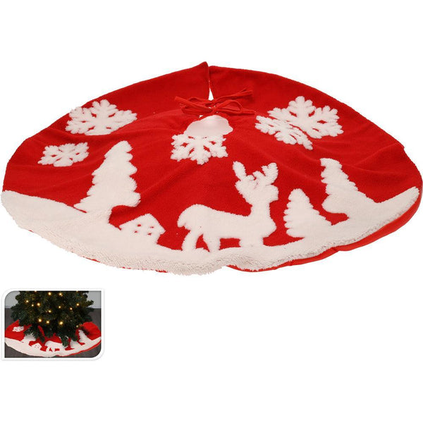 Red Festive Scene Decorative Christmas Tree Skirt | 85cm - Choice Stores