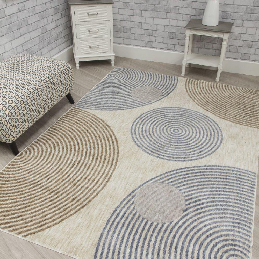 Revive Arco Cream Modern Rug | Made From Recycled Plastic Bottles - Choice Stores