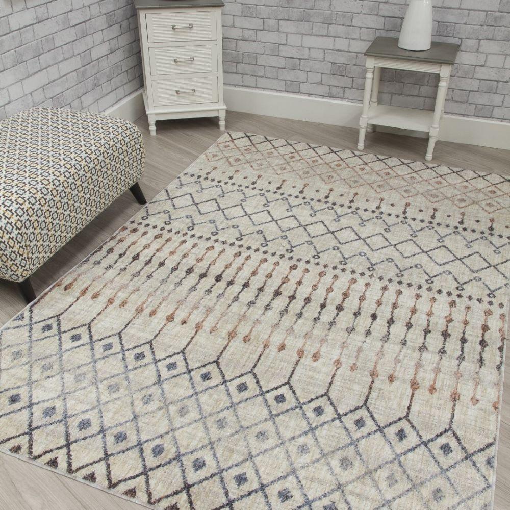 Revive Tribeca Cream Beige Modern Rug | Made From Recycled Plastic Bottles - Choice Stores