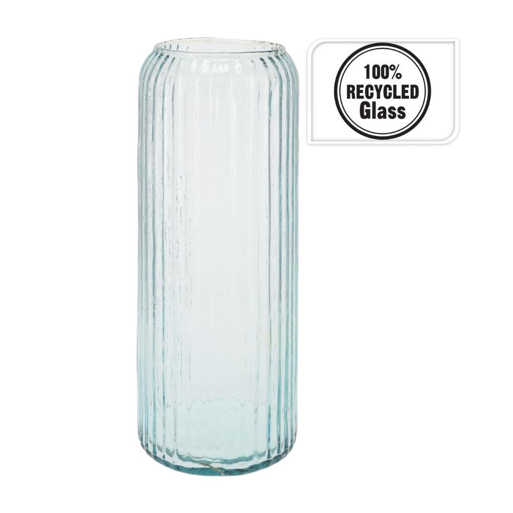 Ribbed Design Recycled Glass Vase | 14.5 x 37 cm - Choice Stores