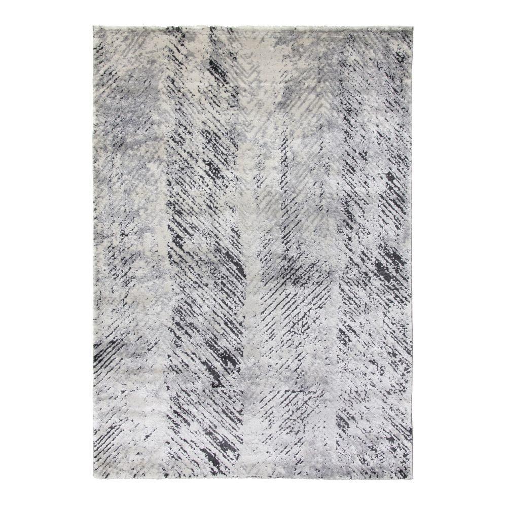 Rococo Feathered Grey Black Modern Rug | Abstract Design - Choice Stores