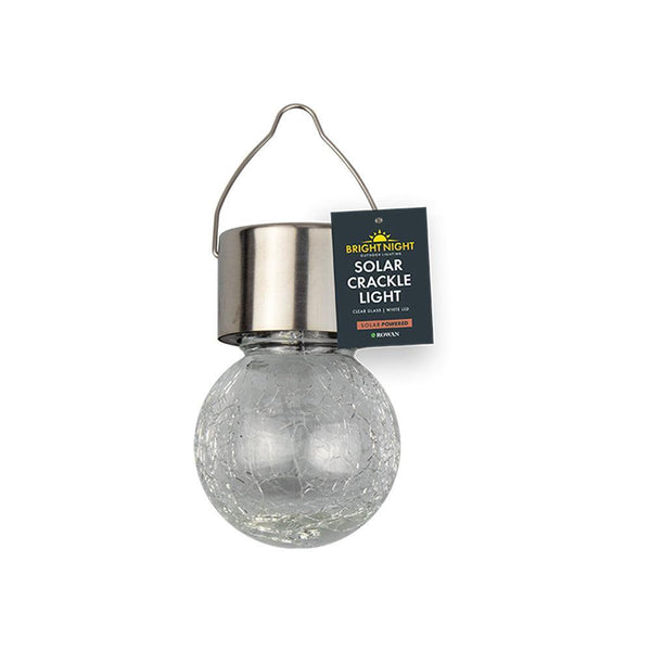 Rowan Bright Night LED Bright White Solar Clear Glass Crackle Ball Light - Choice Stores