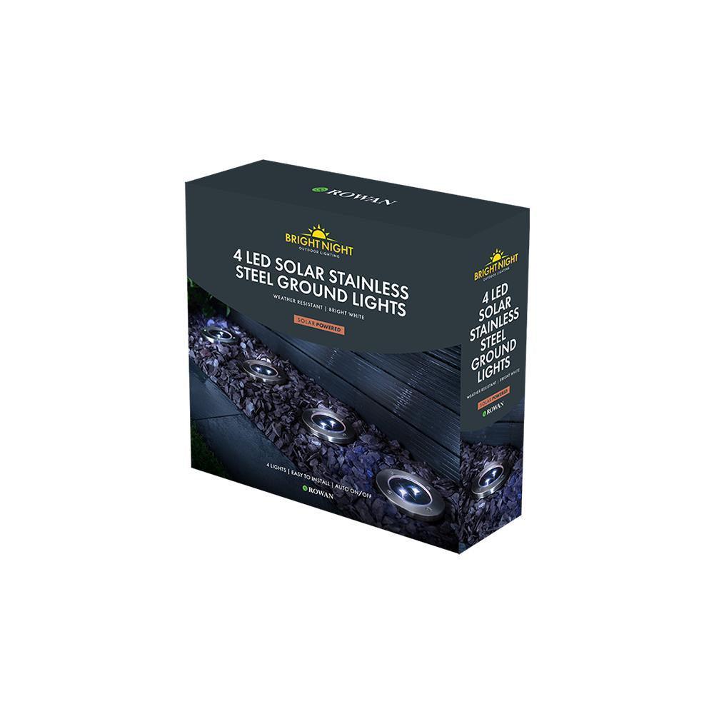 Rowan Bright Night LED Solar Stainless Steel Ground Lights | Pack of 4 - Choice Stores