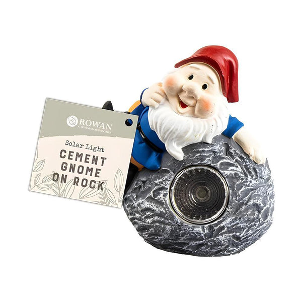 Rowan Cement Gnome on Rock Solar Light | Assorted Design | 12cm - Choice Stores