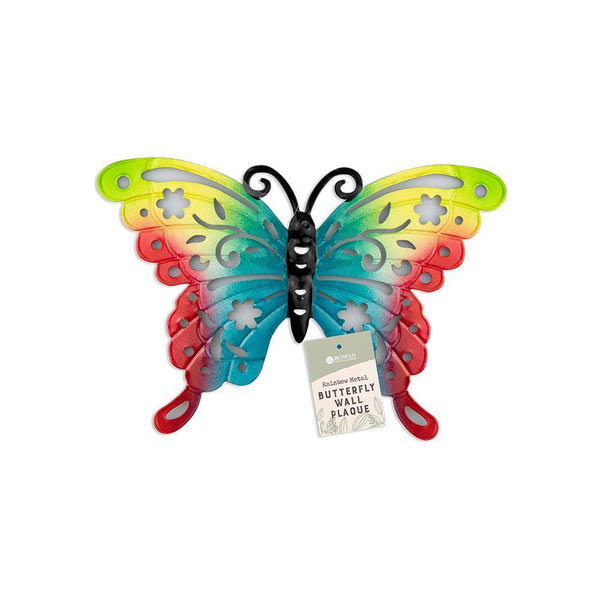 Rowan Rainbow Butterfly Metal Wall Plaque | Assorted Colour | 22cm - Choice Stores