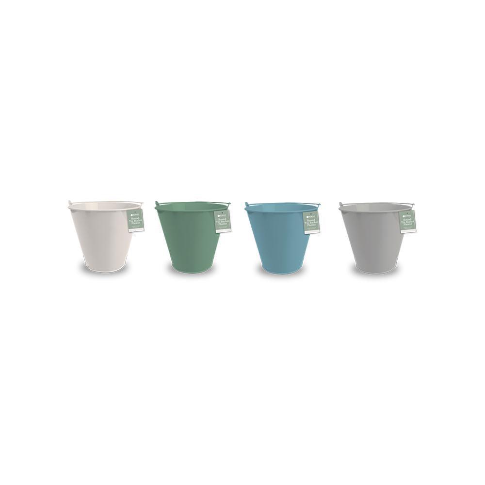 Rowan Round Tin Bucket Planter with Handle | Assorted Colour | 16.8cm - Choice Stores