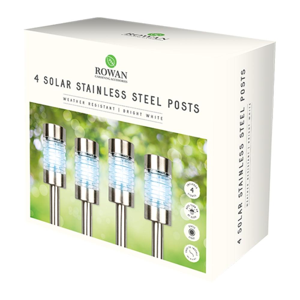 Rowan Solar Stainless Steel Post Lights Bright White | Pack of 4 - Choice Stores
