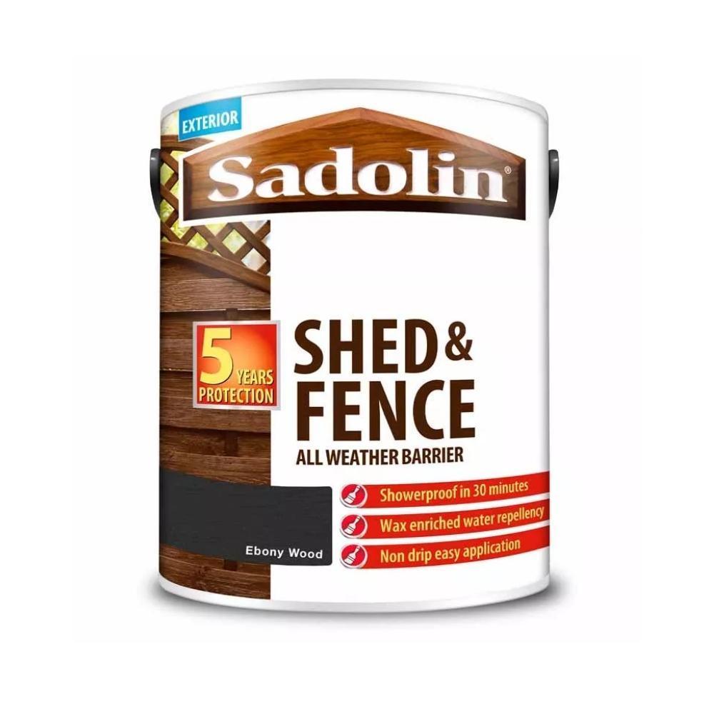 Sadolin Shed &amp; Fence All Weather Barrier Ebony Wood | 5ltr - Choice Stores