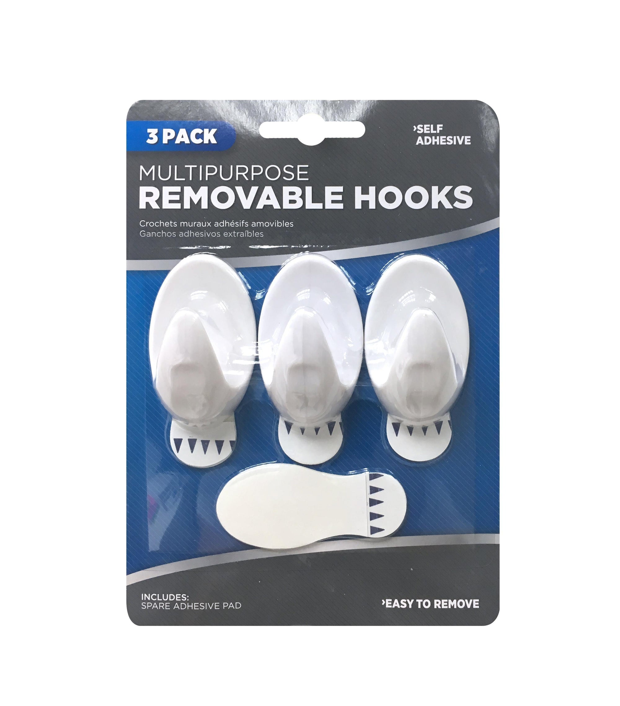 Self Adhesive Hooks | Removable | Multipurpose | Oval Style | Pack of 3 - Choice Stores