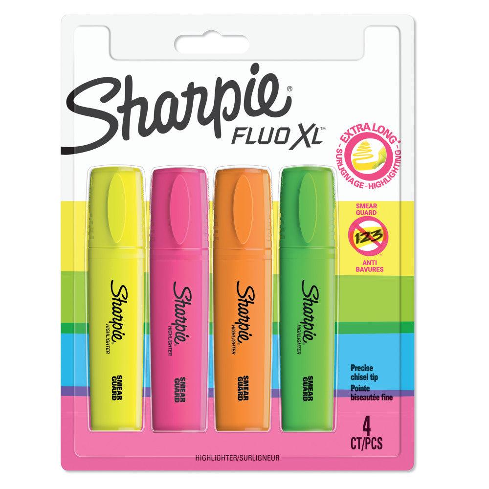 Sharpie Fluo XL Highlighters Chisel Tip Assorted Fluorescent | Pack of 4 - Choice Stores