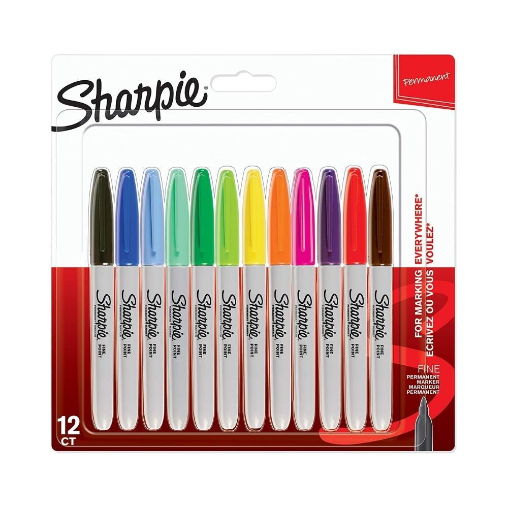 Sharpie Permanent Markers Fine Point Assorted Colours 12pk - Choice Stores