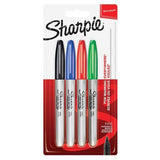 Sharpie Permanent Markers Fine Point Assorted Standard Colours 4pk - Choice Stores
