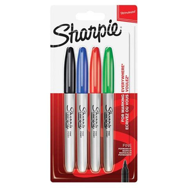 Sharpie Permanent Markers Fine Point Assorted Standard Colours 4pk - Choice Stores