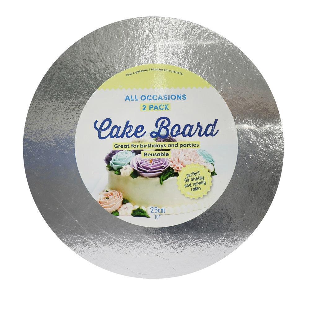 Silver Cake Board 25cm |2 Pack - Choice Stores