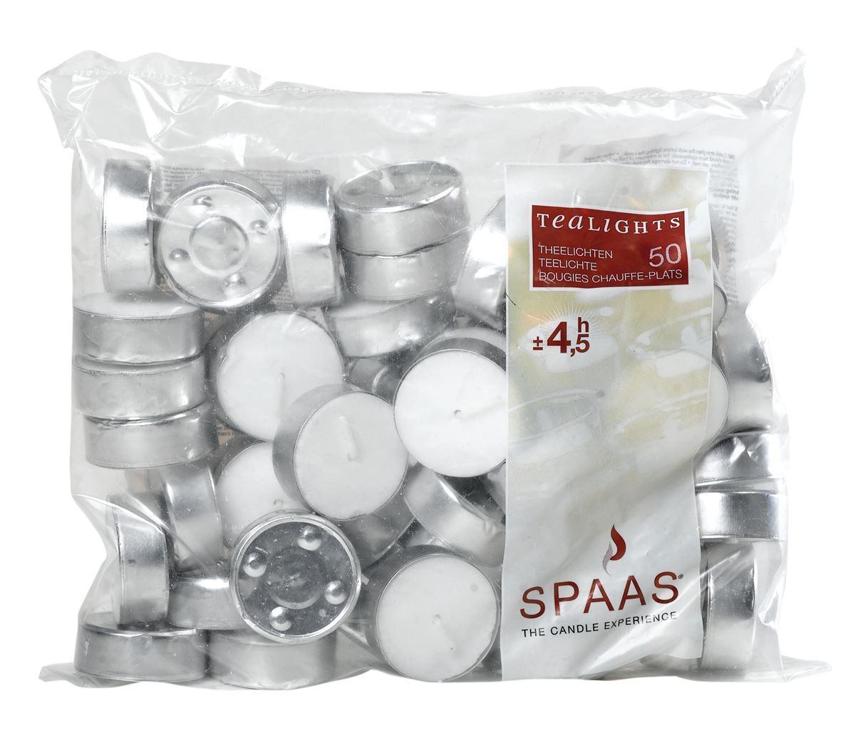 Spaas Tea Lights Candles | 4.5 hr Burn | 50pk - Choice Stores