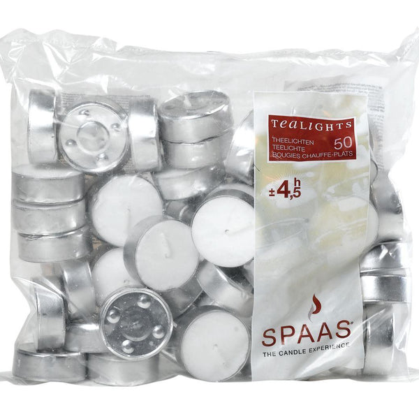 Spaas Tea Lights Candles | 4.5 hr Burn | 50pk - Choice Stores